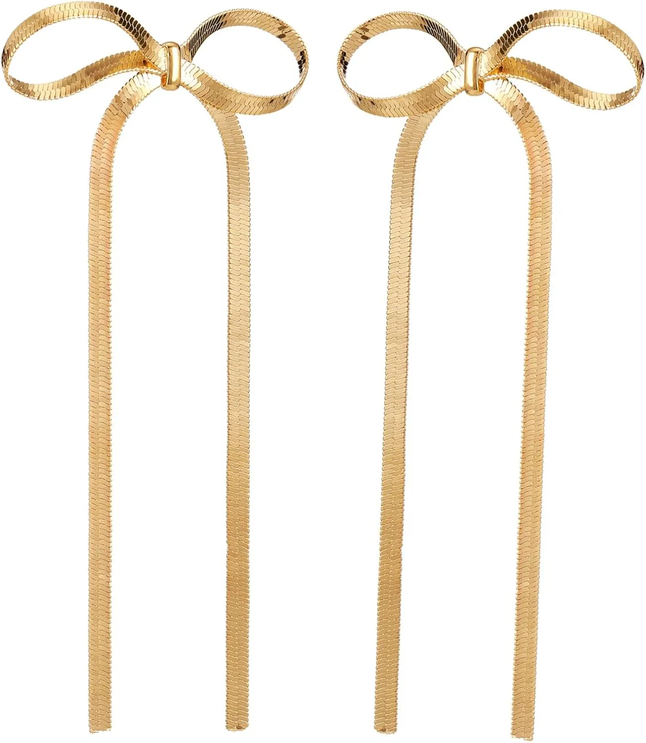 1 Pair Bow Earrings Gold Statement Dangle Earrings for Women Valentines Day Present
