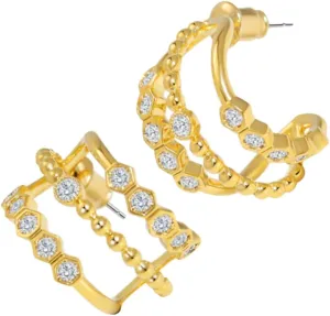 1 Pair Rhinestone Hoop Earrings for Women Statement Jewelry Vintage Plated Design Birthday Ladies Ear Accessories for Special Occasions