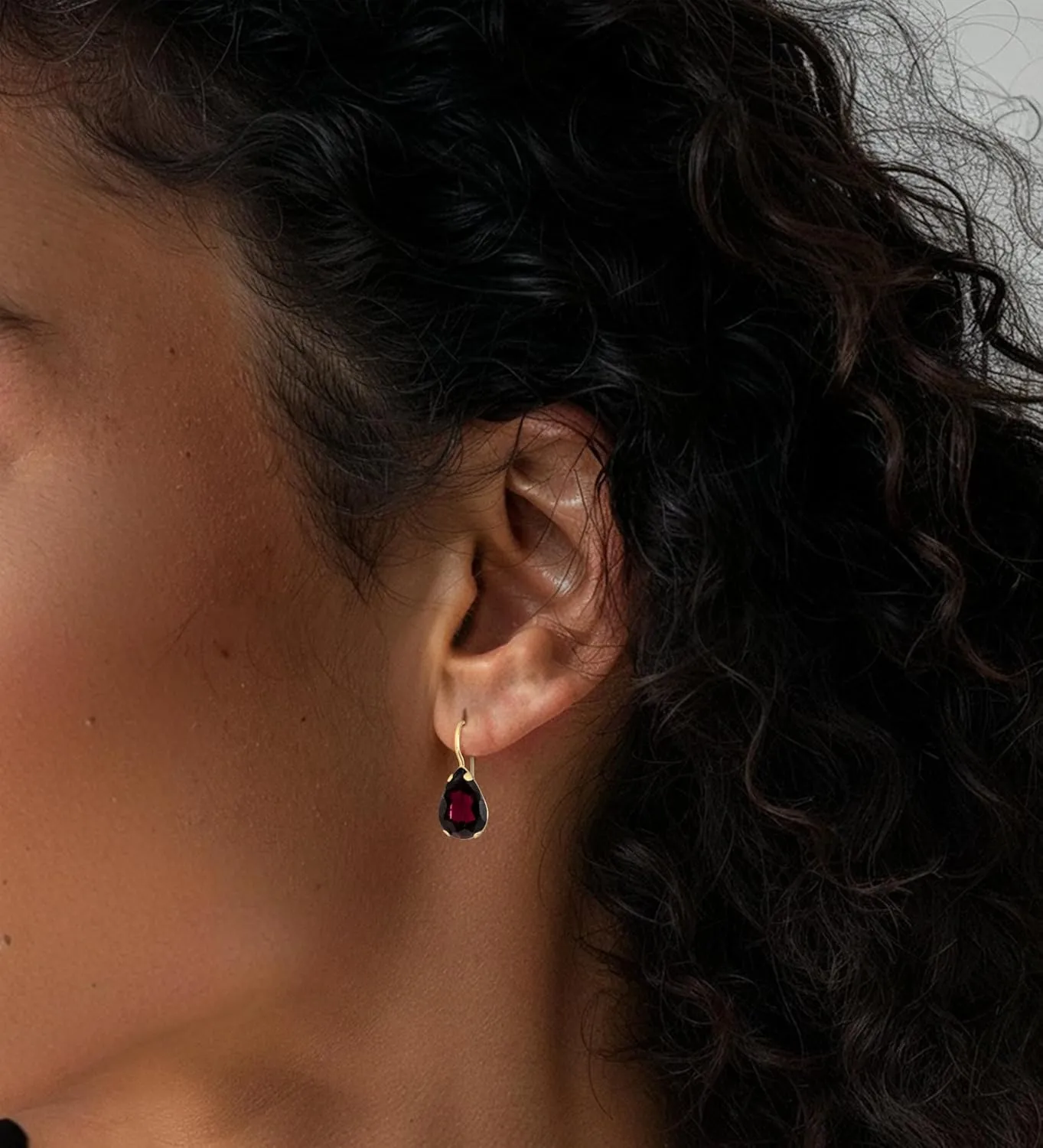 14K Solid Gold Earrings - Garnet Earrings for Women - 14K Gold Earrings for Women - January Birthstone Earrings - Teardrop Earrings for Women - Gold Dangle Earrings - Small Dainty Earrings