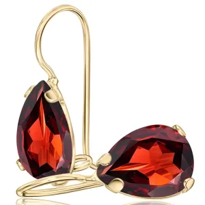 14K Solid Gold Earrings - Garnet Earrings for Women - 14K Gold Earrings for Women - January Birthstone Earrings - Teardrop Earrings for Women - Gold Dangle Earrings - Small Dainty Earrings