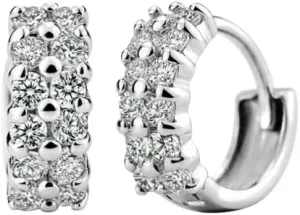 1.80CT Round Shape Simulated Diamond Women's Huggie Hoop Fancy Earrings 925 Sterling Silver14K White Gold Plated.