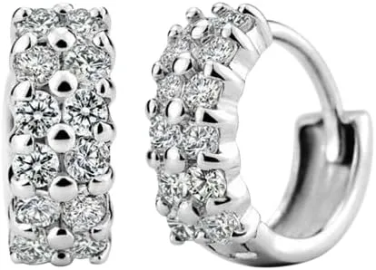 1.80CT Round Shape Simulated Diamond Women's Huggie Hoop Fancy Earrings 925 Sterling Silver14K White Gold Plated.