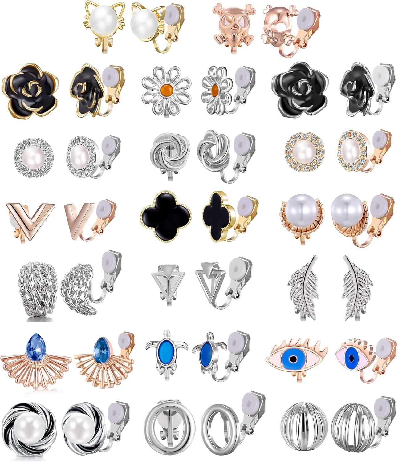 18/20 Pairs Assorted Clip on Earrings for Teens Girls-Clip on Earrings Pack for Women-Clip on Earrings Set for Grils