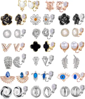 18/20 Pairs Assorted Clip on Earrings for Teens Girls-Clip on Earrings Pack for Women-Clip on Earrings Set for Grils