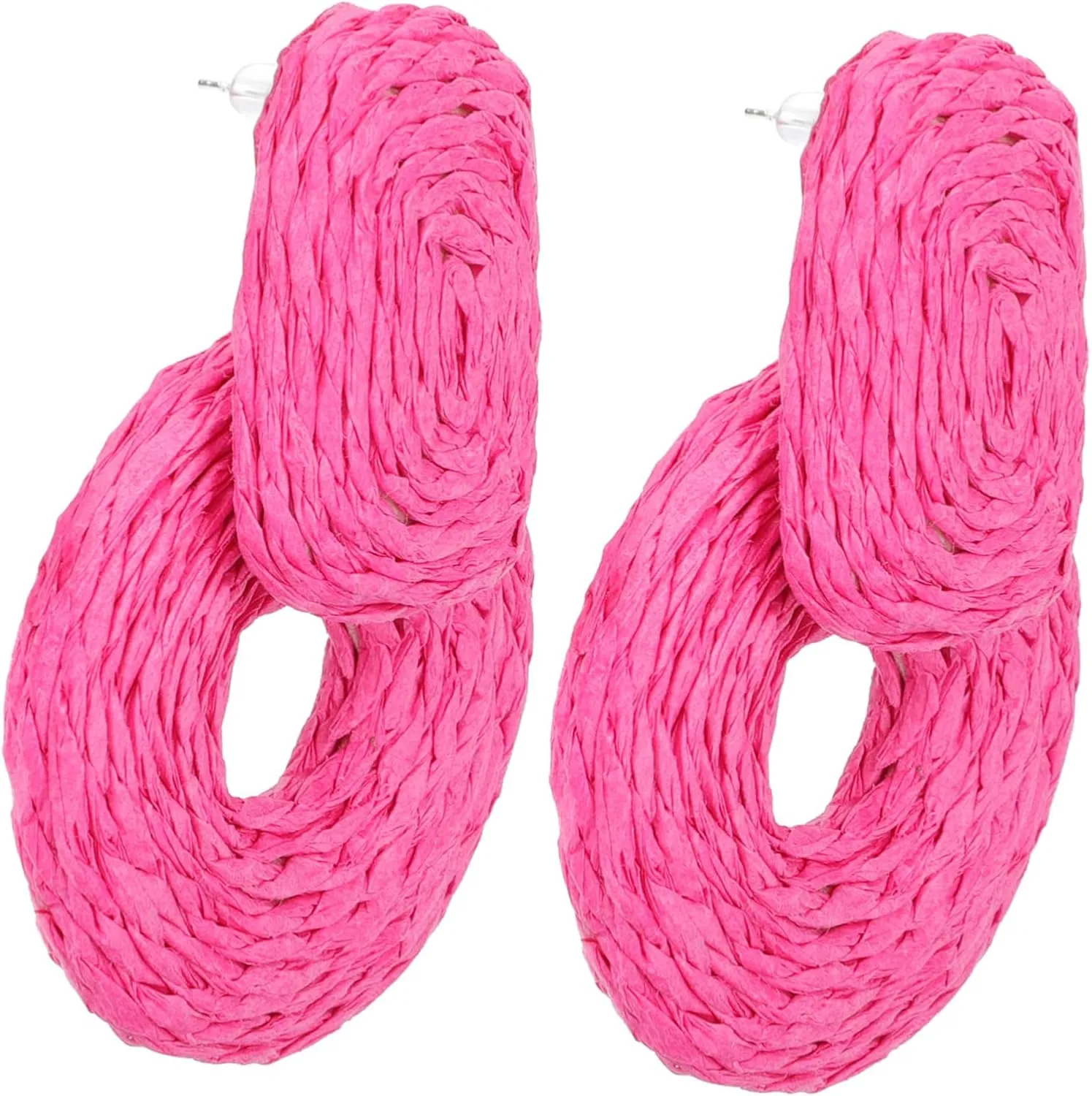 1Pair Natural Raffia Woven Earrings for Women Handmade Geometric Earrings Lightweight Jewelry for Daily Wear Special Occasions present for Friends Loved Ones