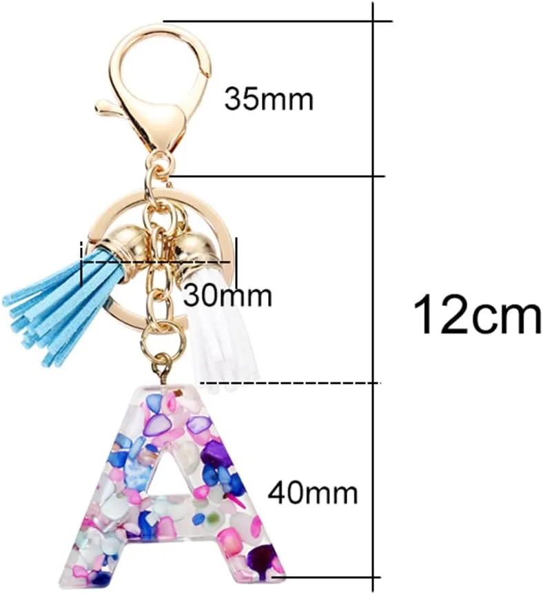 1Pcs Fashion Tassel Keychains A-Z Letters Initial Resin Key Chains Cute Car Keyring Charm Bag Accessories Gifts