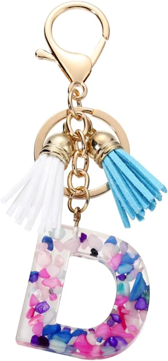 1Pcs Fashion Tassel Keychains A-Z Letters Initial Resin Key Chains Cute Car Keyring Charm Bag Accessories Gifts