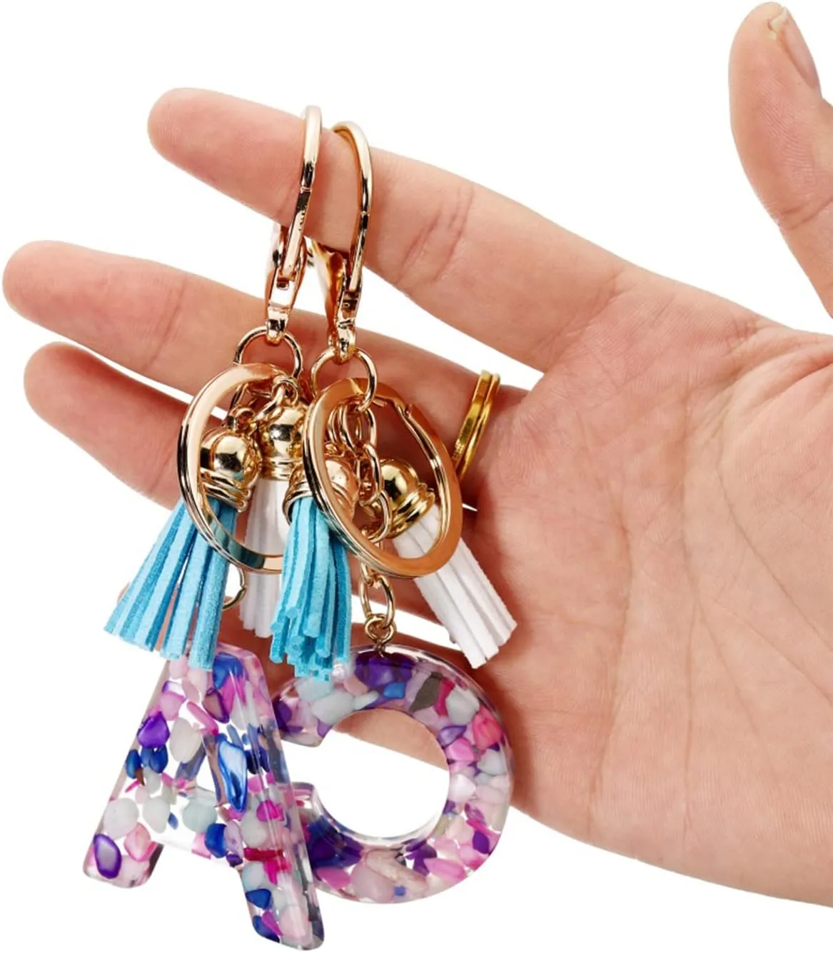 1Pcs Fashion Tassel Keychains A-Z Letters Initial Resin Key Chains Cute Car Keyring Charm Bag Accessories Gifts