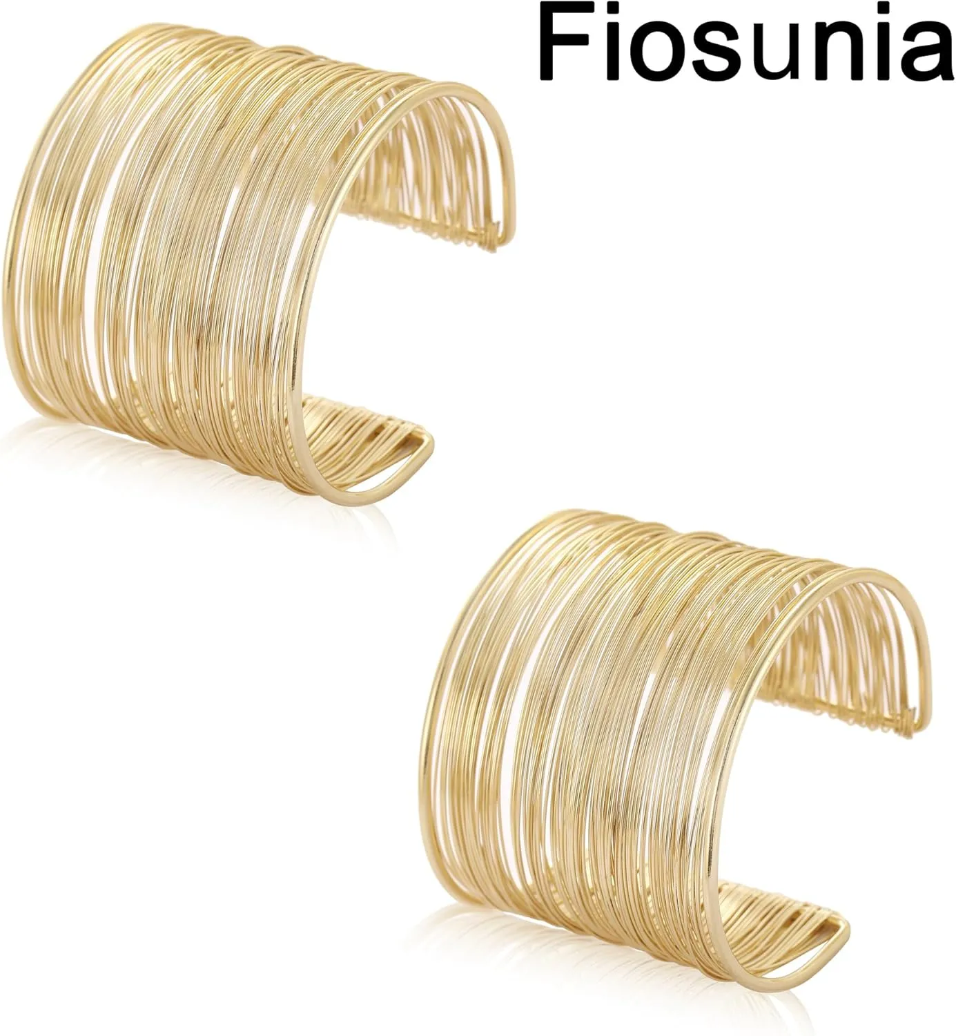 2 Pcs Cuff Bangle Bracelets for Women Open Wide Wire Bracelets Gold Wrist Cuff Wrap Bracelets Adjustable