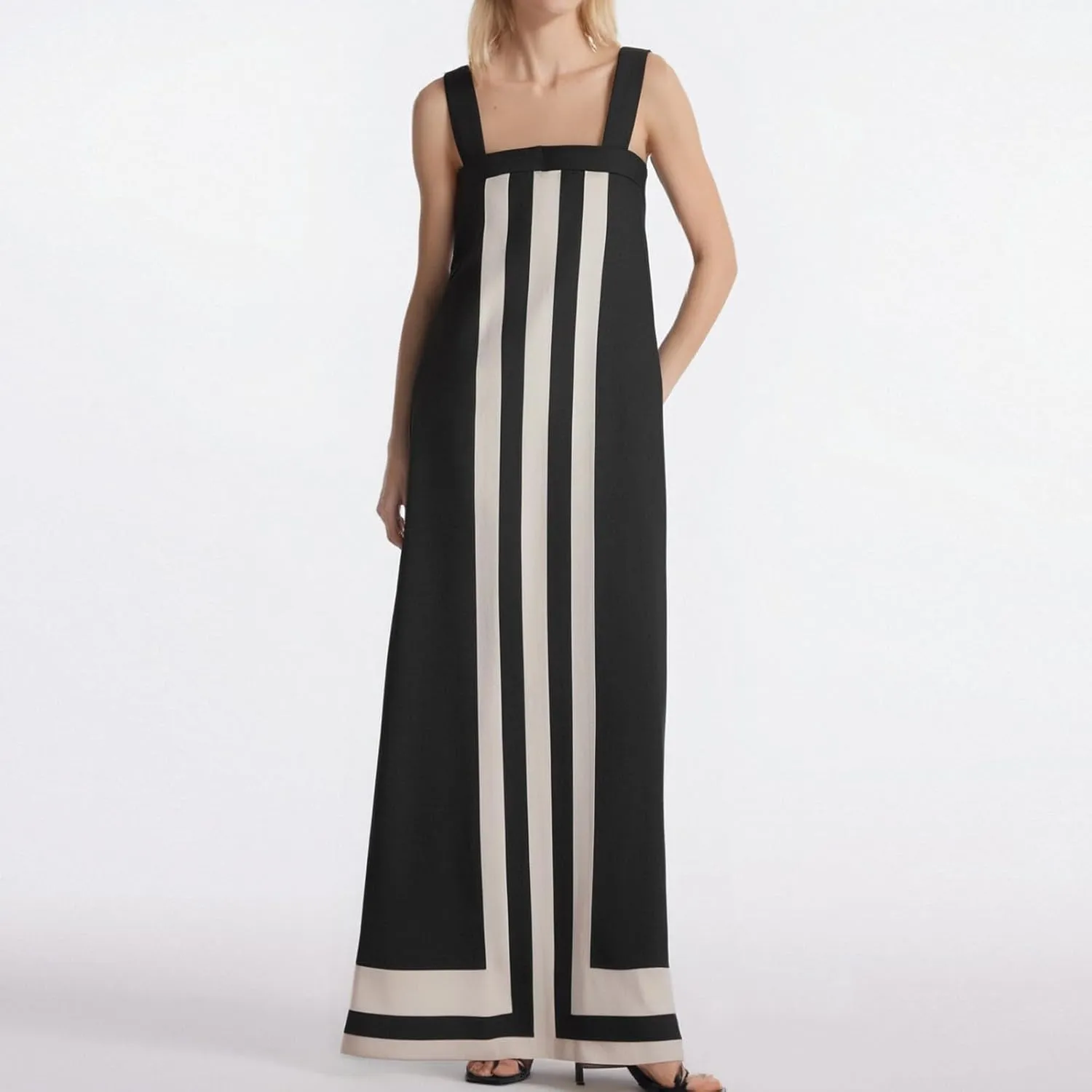 2025 Summer Bohemian Floral Dress for Women Casual Color Block Maxi Beach Overall Dress Coverups