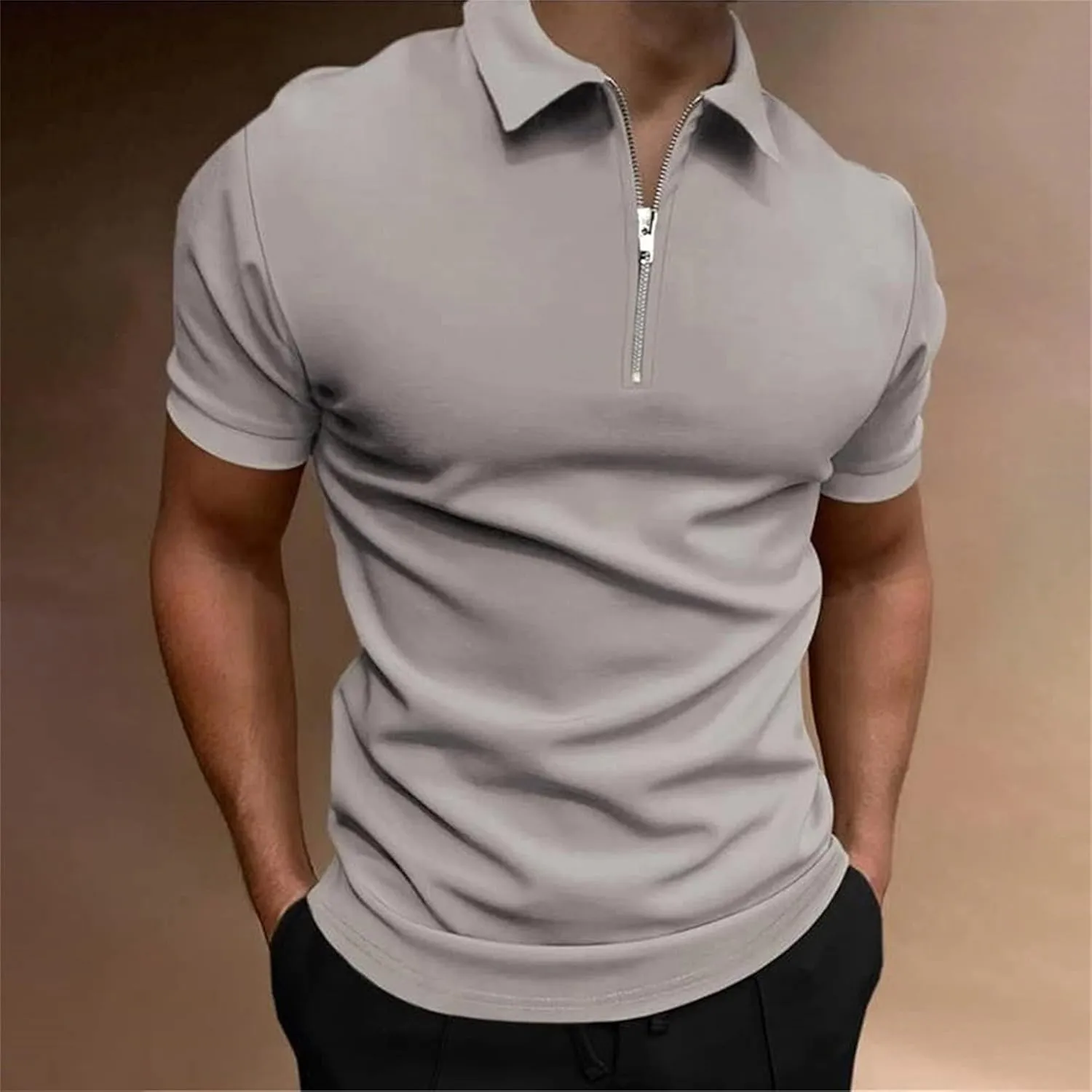 3 Pack Men's Quarter Zip Polo Shirts Moisture Wicking Golf Shirt Moisture Wicking Performance Casual Summer Beach Top