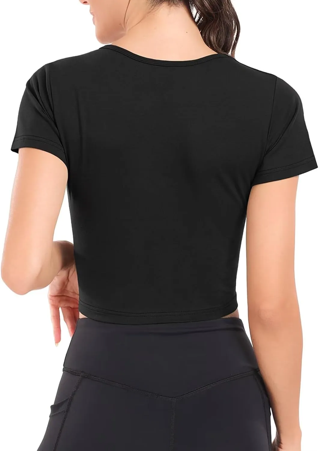 3 Pack Women's Crop Tops Workout Tshirt Cotton Short Sleeve T Shirts Cropped Basic Tees