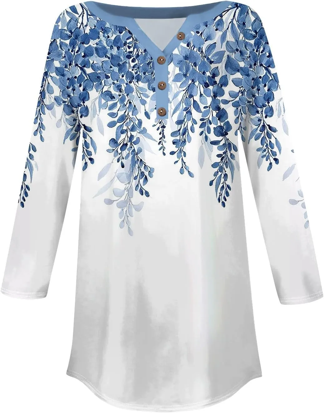 3/4 Length Sleeve Womens Tops 2025 Casual Henley Neck Petite Shirts Three Quarter Sleeve Tshirts