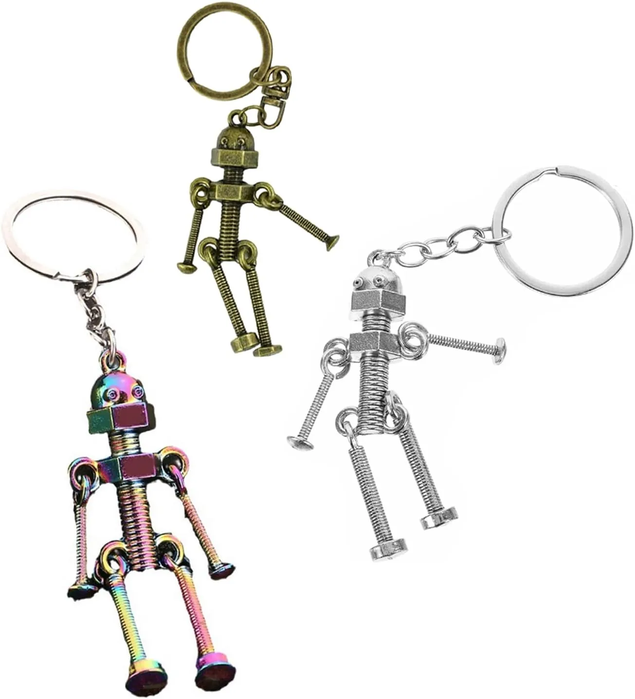 3pcs Novelty Robot Keychains Creative Robots Keyring Key Organization Keychain Lobster with Metal Robot Pendant Movable and Double Ring Accessory for Keys and Bag Charm
