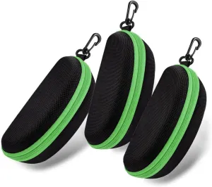 3pcs Zipper Hard Shell Sunglasses Case and Eyeglasses Case Portable Travel Glasses Case with Plastic Hook