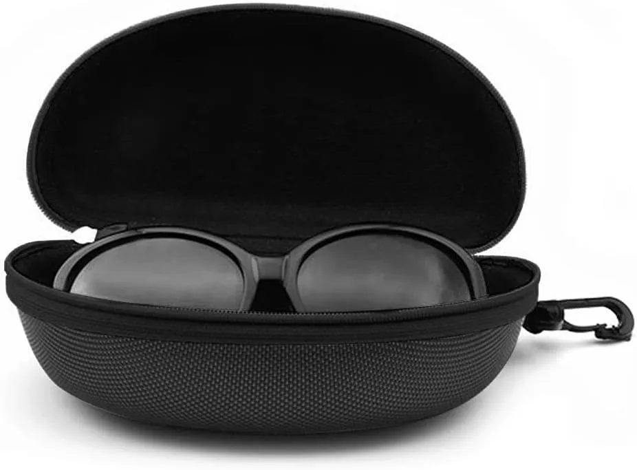 3pcs Zipper Hard Shell Sunglasses Case and Eyeglasses Case Portable Travel Glasses Case with Plastic Hook