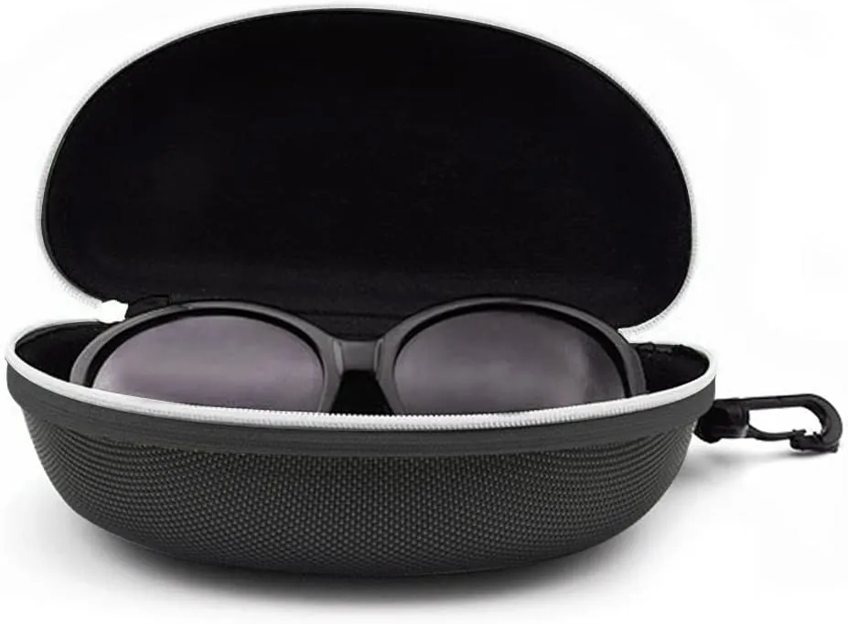 3pcs Zipper Hard Shell Sunglasses Case and Eyeglasses Case Portable Travel Glasses Case with Plastic Hook