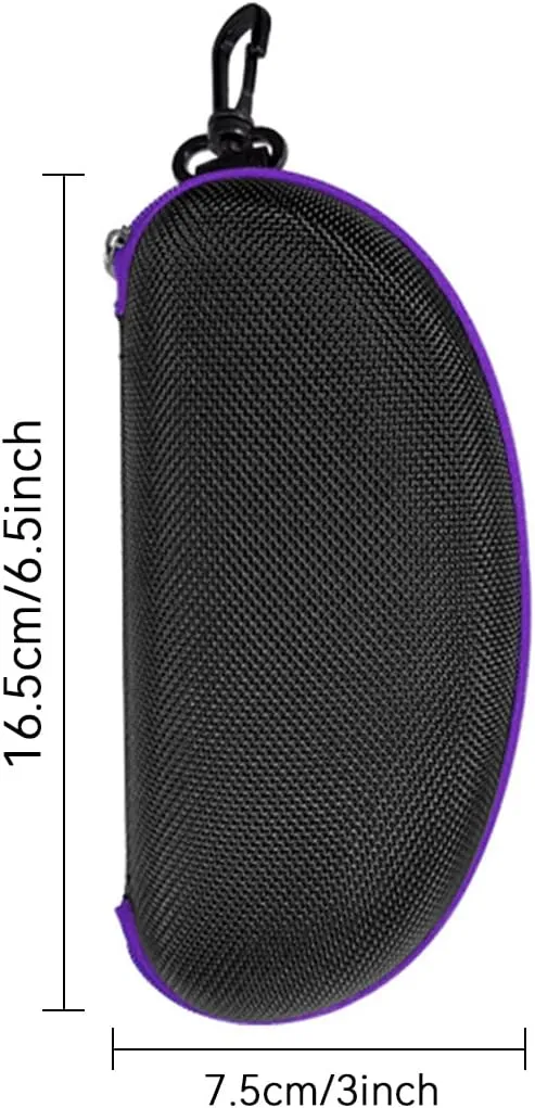 3pcs Zipper Hard Shell Sunglasses Case and Eyeglasses Case Portable Travel Glasses Case with Plastic Hook