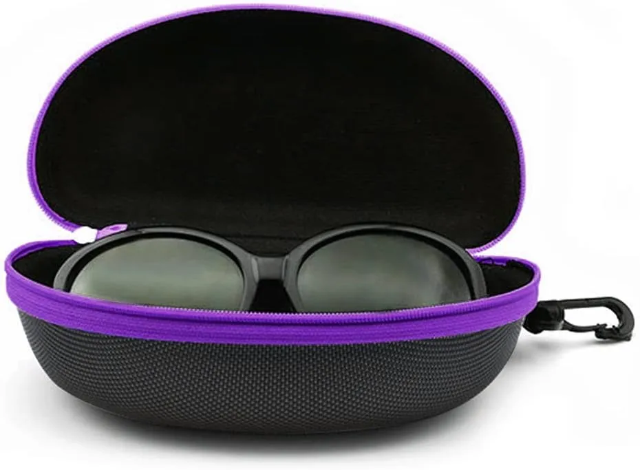 3pcs Zipper Hard Shell Sunglasses Case and Eyeglasses Case Portable Travel Glasses Case with Plastic Hook