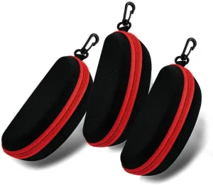 3pcs Zipper Hard Shell Sunglasses Case and Eyeglasses Case Portable Travel Glasses Case with Plastic Hook