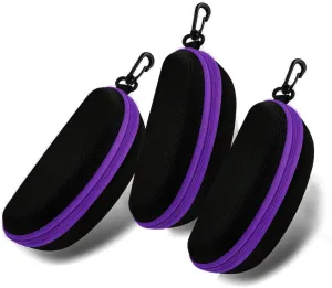 3pcs Zipper Hard Shell Sunglasses Case and Eyeglasses Case Portable Travel Glasses Case with Plastic Hook