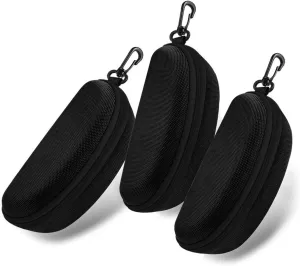 3pcs Zipper Hard Shell Sunglasses Case and Eyeglasses Case Portable Travel Glasses Case with Plastic Hook
