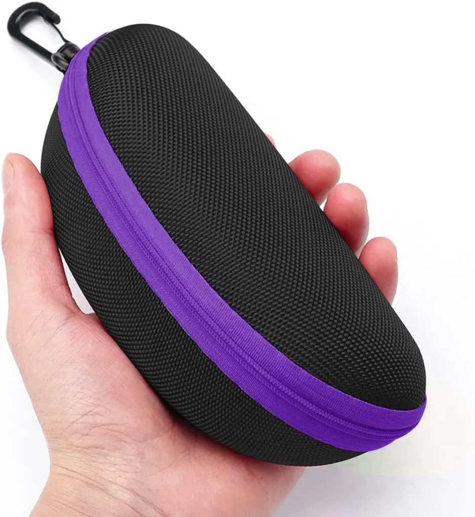 3pcs Zipper Hard Shell Sunglasses Case and Eyeglasses Case Portable Travel Glasses Case with Plastic Hook