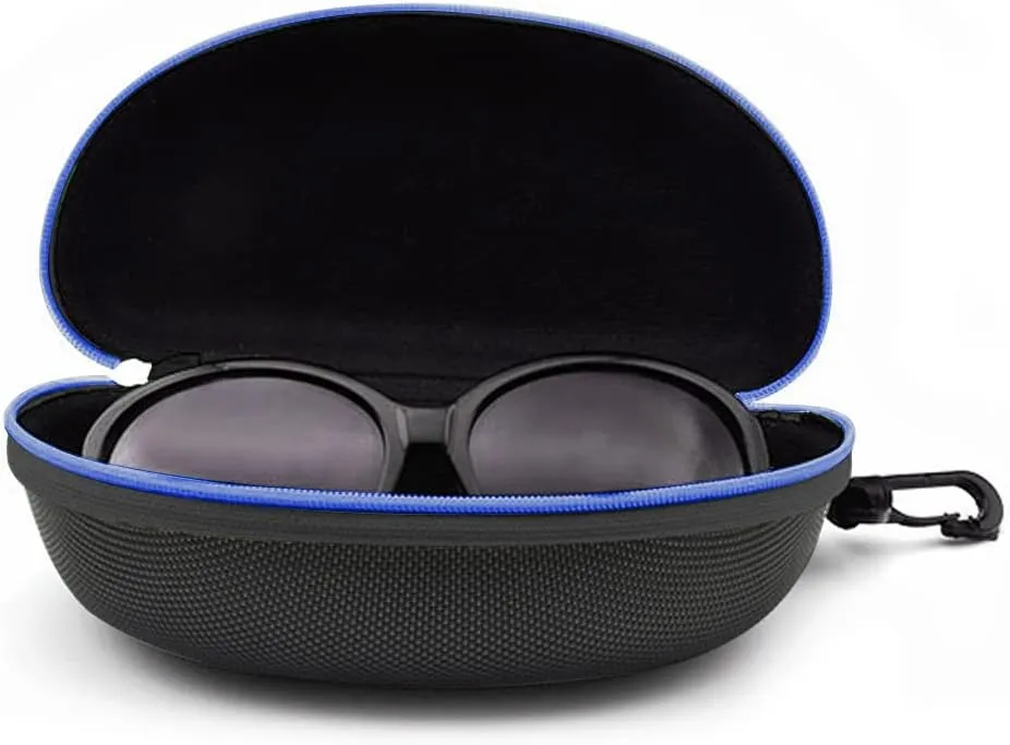 3pcs Zipper Hard Shell Sunglasses Case and Eyeglasses Case Portable Travel Glasses Case with Plastic Hook