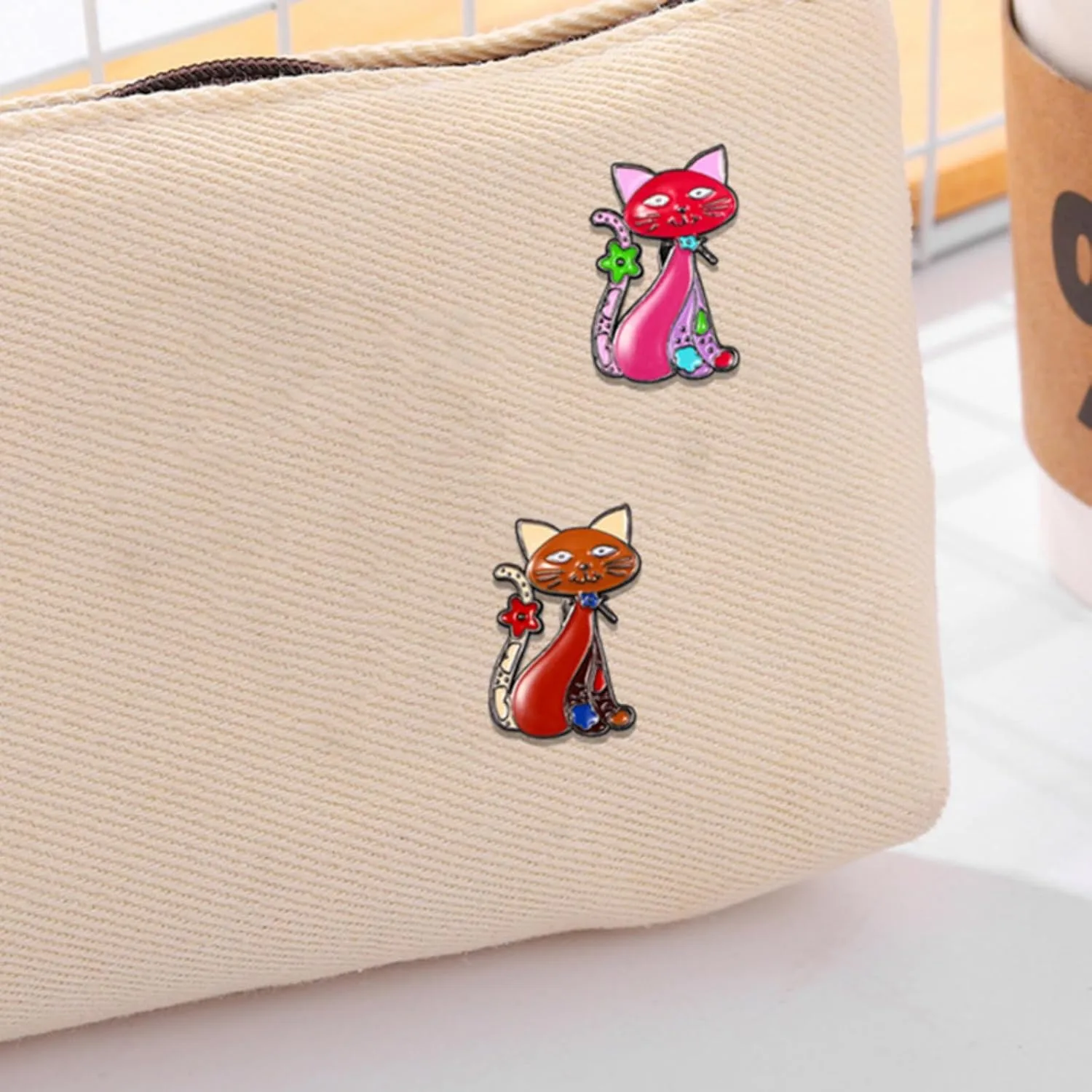 4Pcs Cute Cat Enamel Pin Set for Women Funny Kawaii Animal Kitty Cat Brooches Backpack Hat Jackets Bag Clothes Accessories Men Women Gifts