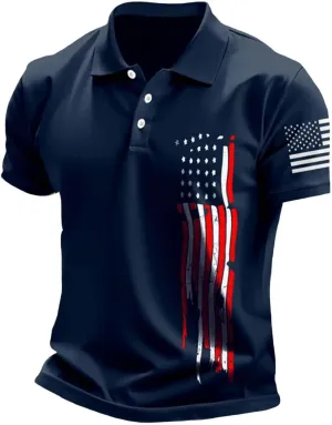 4th of July Mens Graphic Golf Polo Shirts USA Patriotic Quick Dry Shirt Moisture Wicking Short Sleeve Performance Top