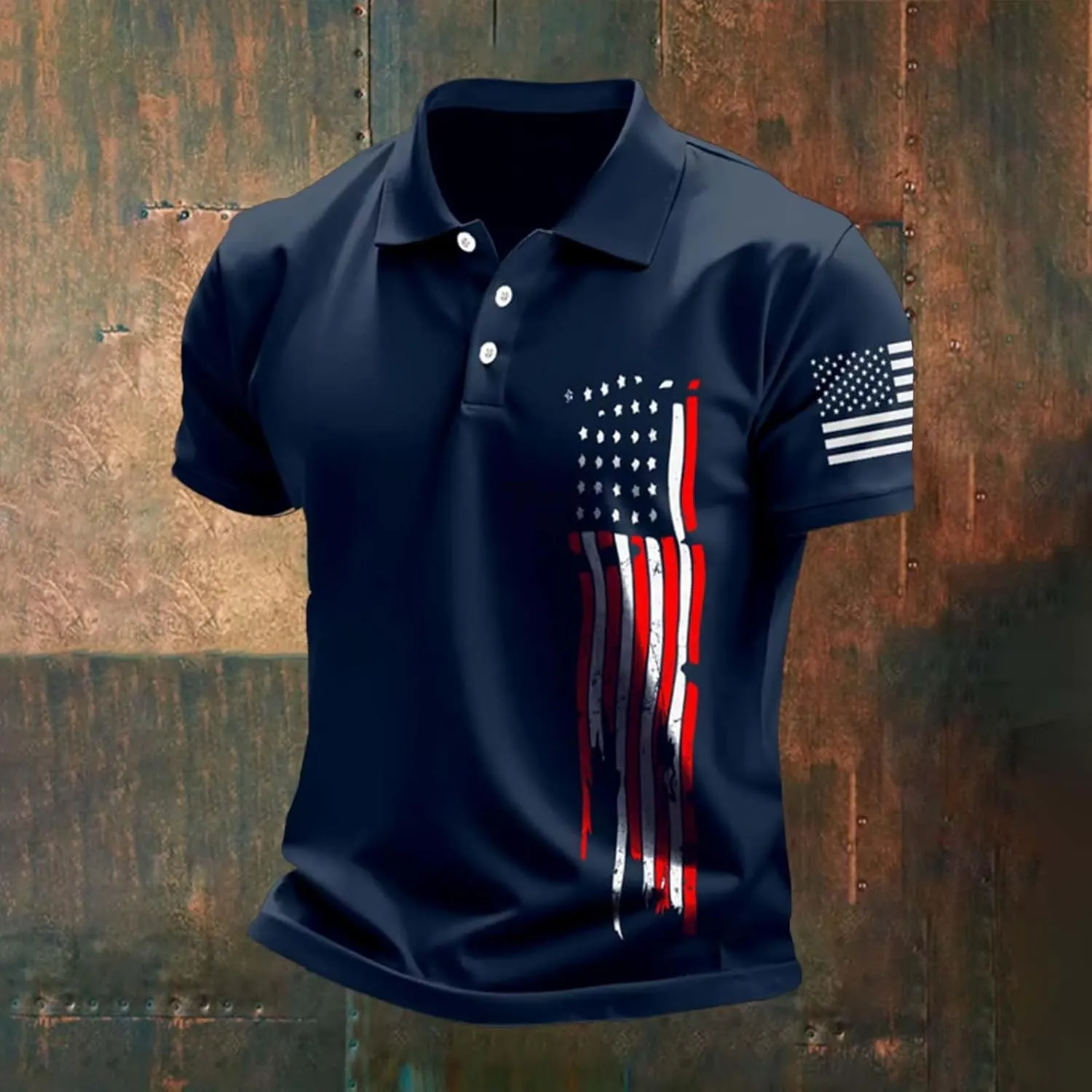 4th of July Mens Graphic Golf Polo Shirts USA Patriotic Quick Dry Shirt Moisture Wicking Short Sleeve Performance Top