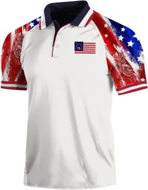 4th of July Mens Independence Day Print Patriotic Polo Shirts Short Sleeve Workout Collared Shirts for Men