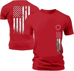 4th of July Shirts Mens Muscle Shirts Stars and Stripes Flag Graphic Short Sleeve Tee Shirt Blouse Patriotic T-Shirts