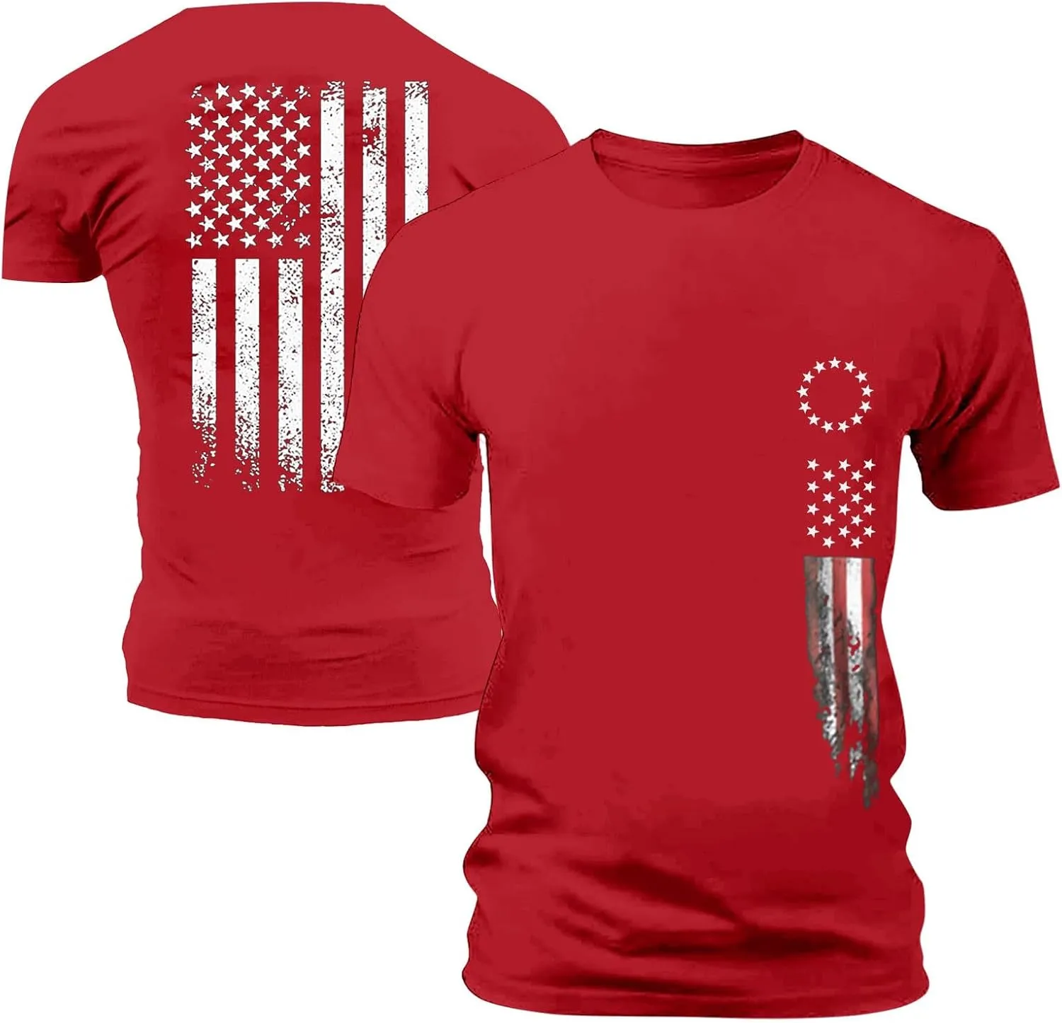 4th of July Shirts Mens Muscle Shirts Stars and Stripes Flag Graphic Short Sleeve Tee Shirt Blouse Patriotic T-Shirts