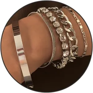 5Pcs Boho Gold Chain Bracelets for Women Rhinestone Tennis Bracelets Layered Cuban Link Chain Bracelets Adjustable Chunky Bangle Herringbone Bracelets Dainty Jewelry Gifts
