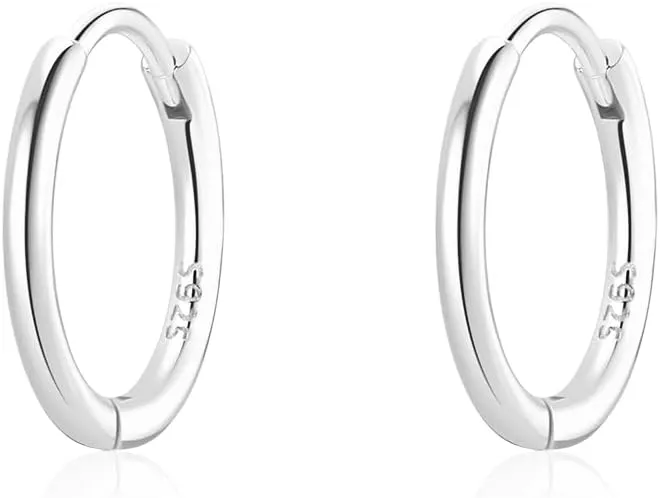 6mm 7mm 8mm 9mm 10mm 11mm 13mm 15mm Huggie Hoop Earrings 925 Sterling Silver 18k Gold Plated 1.3mm Thin Cartilage Hinged Tiny Mini - Medium Huggy Hoop Earrings