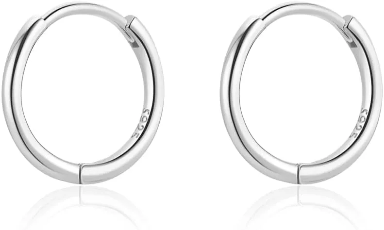 6mm 7mm 8mm 9mm 10mm 11mm 13mm 15mm Huggie Hoop Earrings 925 Sterling Silver 18k Gold Plated 1.3mm Thin Cartilage Hinged Tiny Mini - Medium Huggy Hoop Earrings