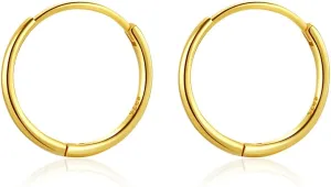 6mm 7mm 8mm 9mm 10mm 11mm 13mm 15mm Huggie Hoop Earrings 925 Sterling Silver 18k Gold Plated 1.3mm Thin Cartilage Hinged Tiny Mini - Medium Huggy Hoop Earrings