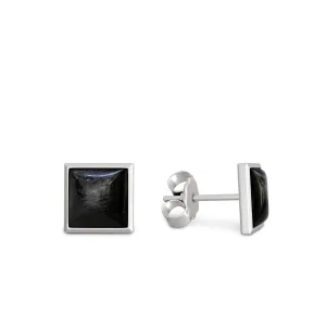 925 Sterling Silver Onyx Studs Earrings for Women - Square Stud Earrings - Sterling Silver Earrings Studs - July Birthstone Earrings - Everyday Earrings - Dainty Earrings for Women