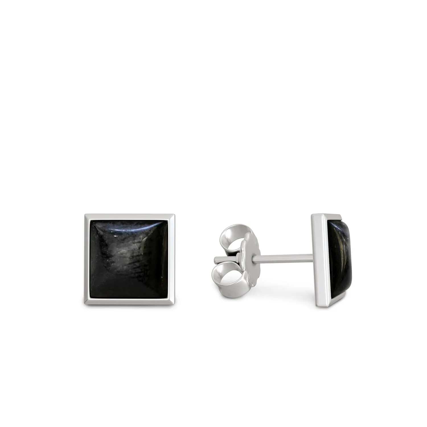 925 Sterling Silver Onyx Studs Earrings for Women - Square Stud Earrings - Sterling Silver Earrings Studs - July Birthstone Earrings - Everyday Earrings - Dainty Earrings for Women