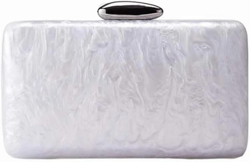 Acrylic Chain Strap Crossbody Bag for Women Elegant Clutch Purse with Marble Effect Evening Party Handbag