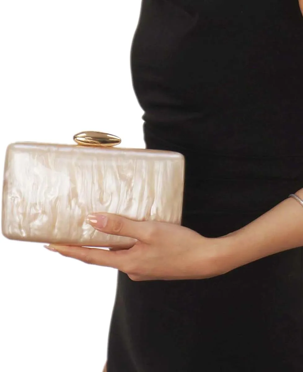 Acrylic Chain Strap Crossbody Bag for Women Elegant Clutch Purse with Marble Effect Evening Party Handbag