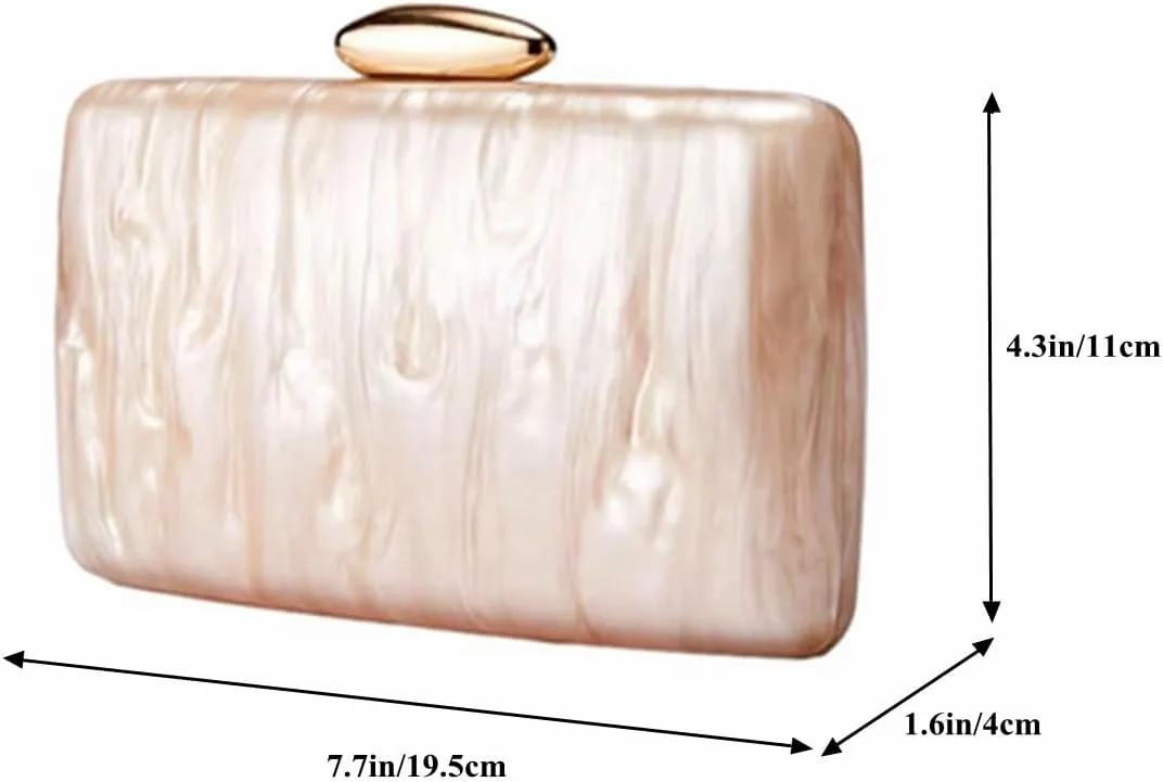 Acrylic Chain Strap Crossbody Bag for Women Elegant Clutch Purse with Marble Effect Evening Party Handbag