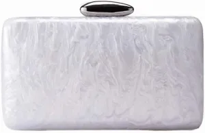Acrylic Chain Strap Crossbody Bag for Women Elegant Clutch Purse with Marble Effect Evening Party Handbag