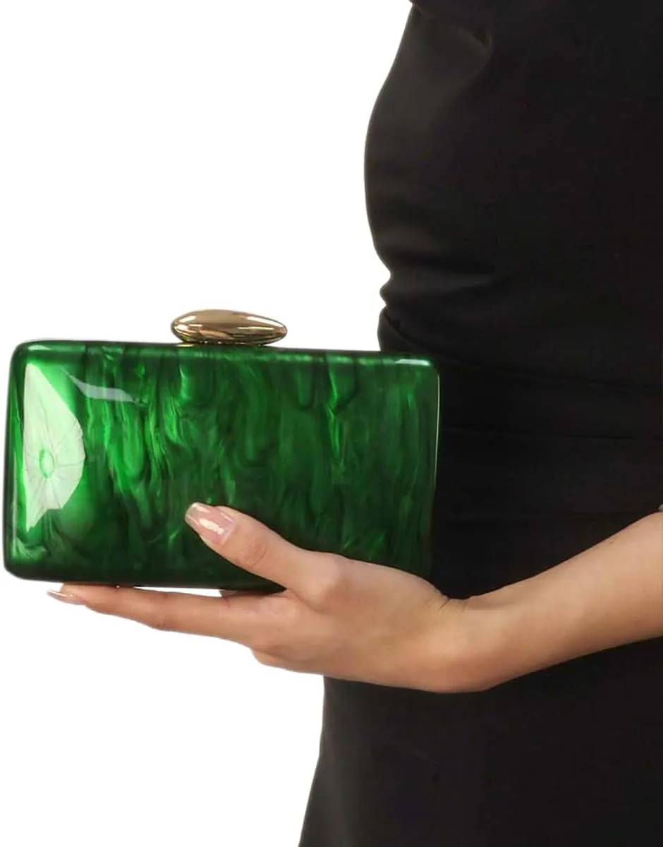 Acrylic Chain Strap Crossbody Bag for Women Elegant Clutch Purse with Marble Effect Evening Party Handbag