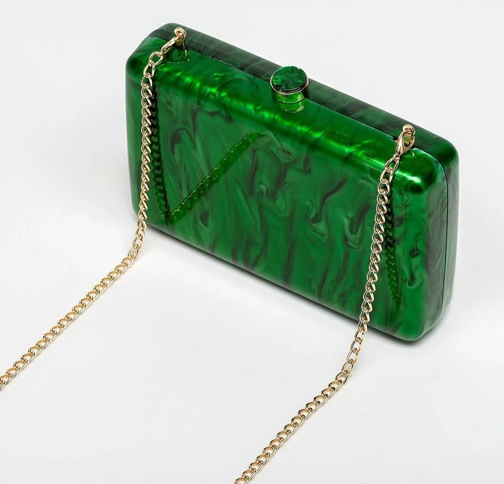 Acrylic Clutch Purses Women Marble Evening Handbags Chain Shoulder Crossbody Bag Wedding Prom Party Bride 2025