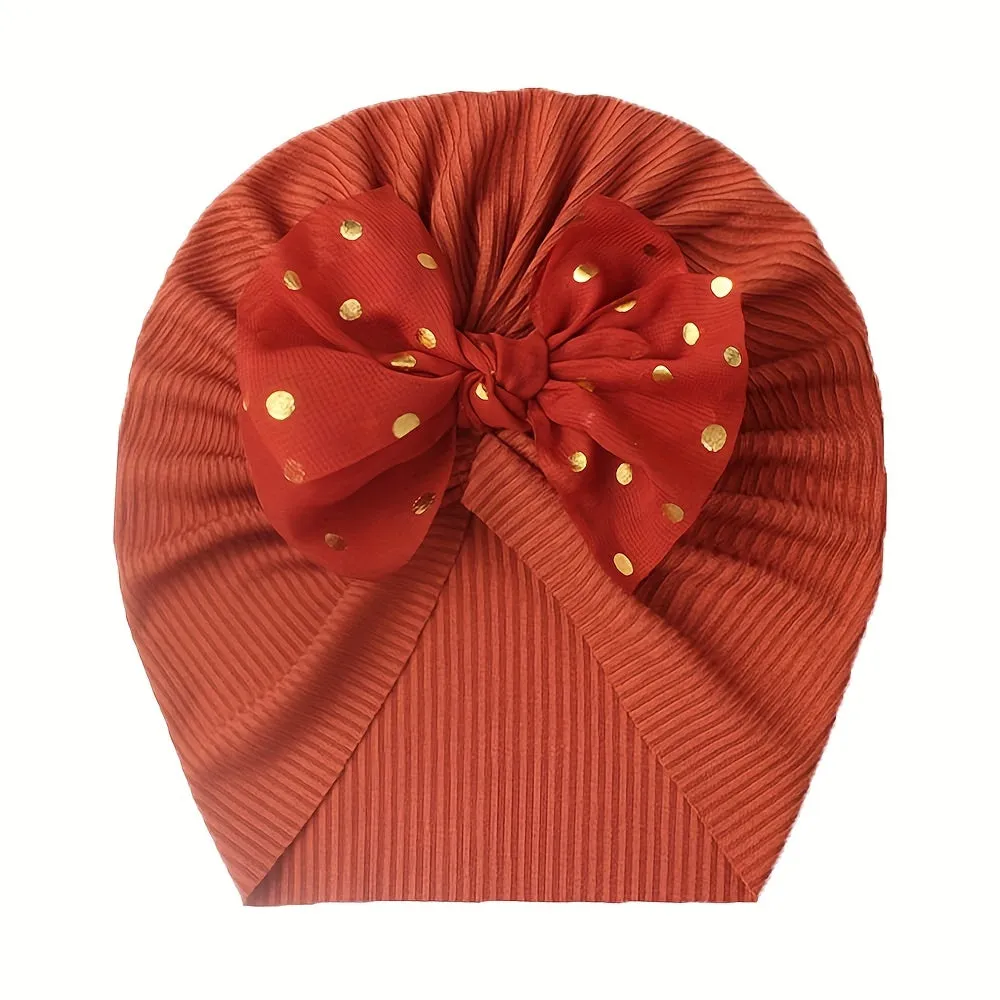 Adorable 1pc Baby Hat with Threaded Bow Headband