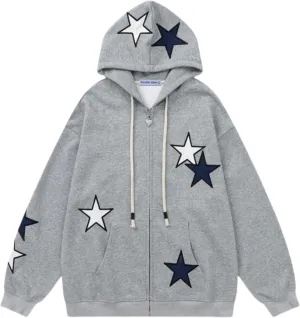 Aelfric Eden Star Zip Up Hoodie Women Oversized Graphic Hoodies Y2K Hooded Sweatshirt Aesthetic Jackets