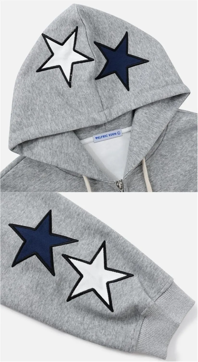Aelfric Eden Star Zip Up Hoodie Women Oversized Graphic Hoodies Y2K Hooded Sweatshirt Aesthetic Jackets