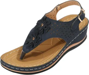 AMDBEL Womens Sandals Comfortable Dressy, Orthopedic Flip Flops Sandals for Women, Summer Sandals with Arch Support Casual Walking Wedges Platform Thong Sandals Anti-Slip Beach Boho Slippers Shoes